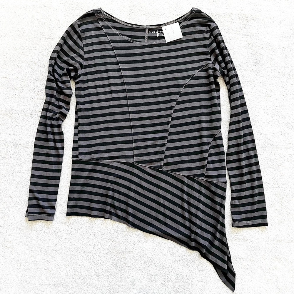 JEWEL TOFFIER NWT STRIPED TOP SIZE LARGE LAGENLOOK CONTEMPORARY CHIC MODERN